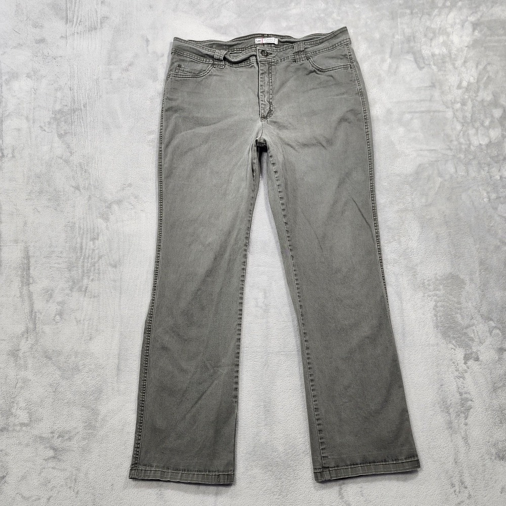 Lee Jeans Womens 16 Gray Mid Rise Classic‎ Fit Straight Leg Stretch Denim Casual